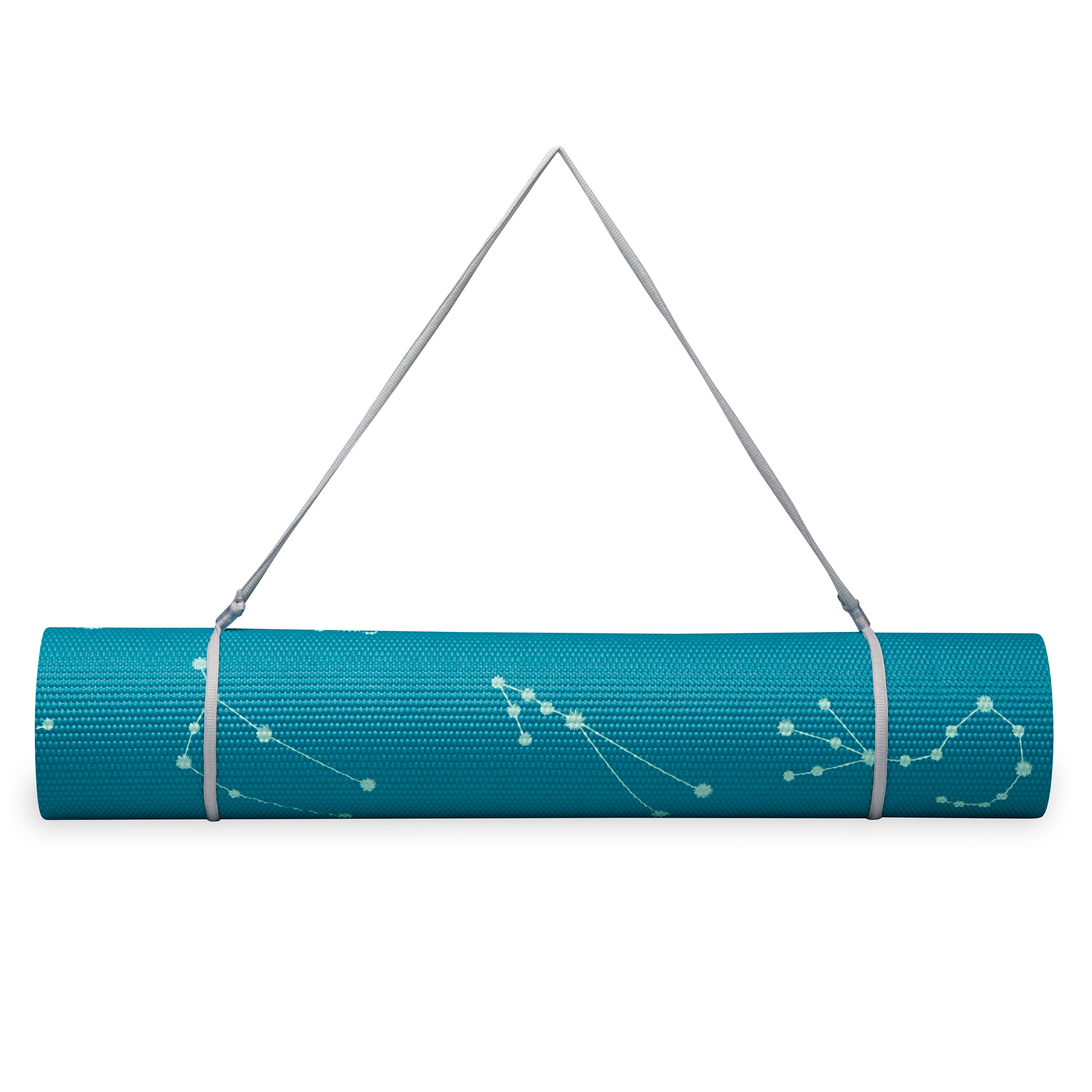 POPSUGAR Premium Constellations Yoga Mat (6mm) rolled up with sling