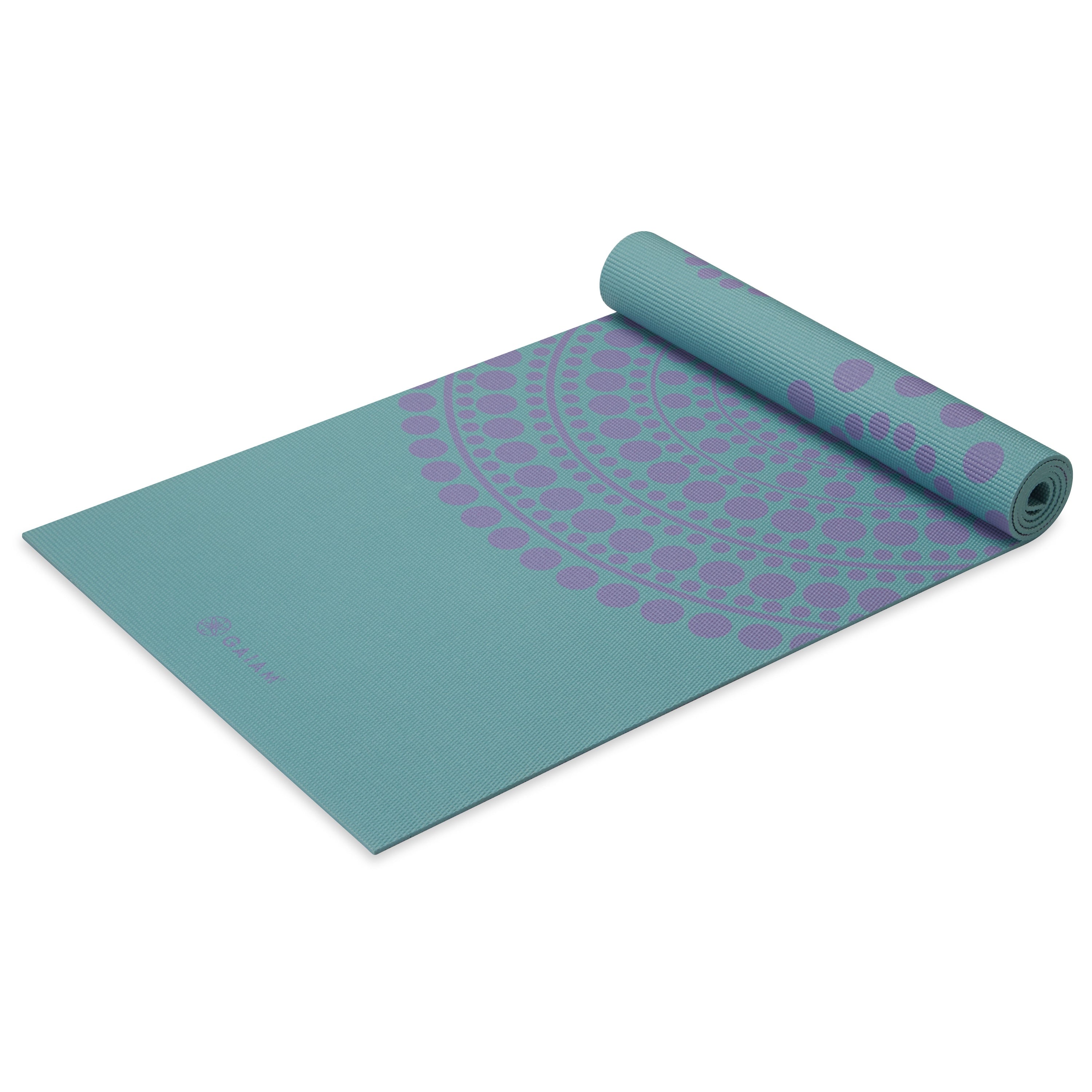 Gaiam Premium Reversible Aqua Trance Yoga Mat (6mm) top rolled angle