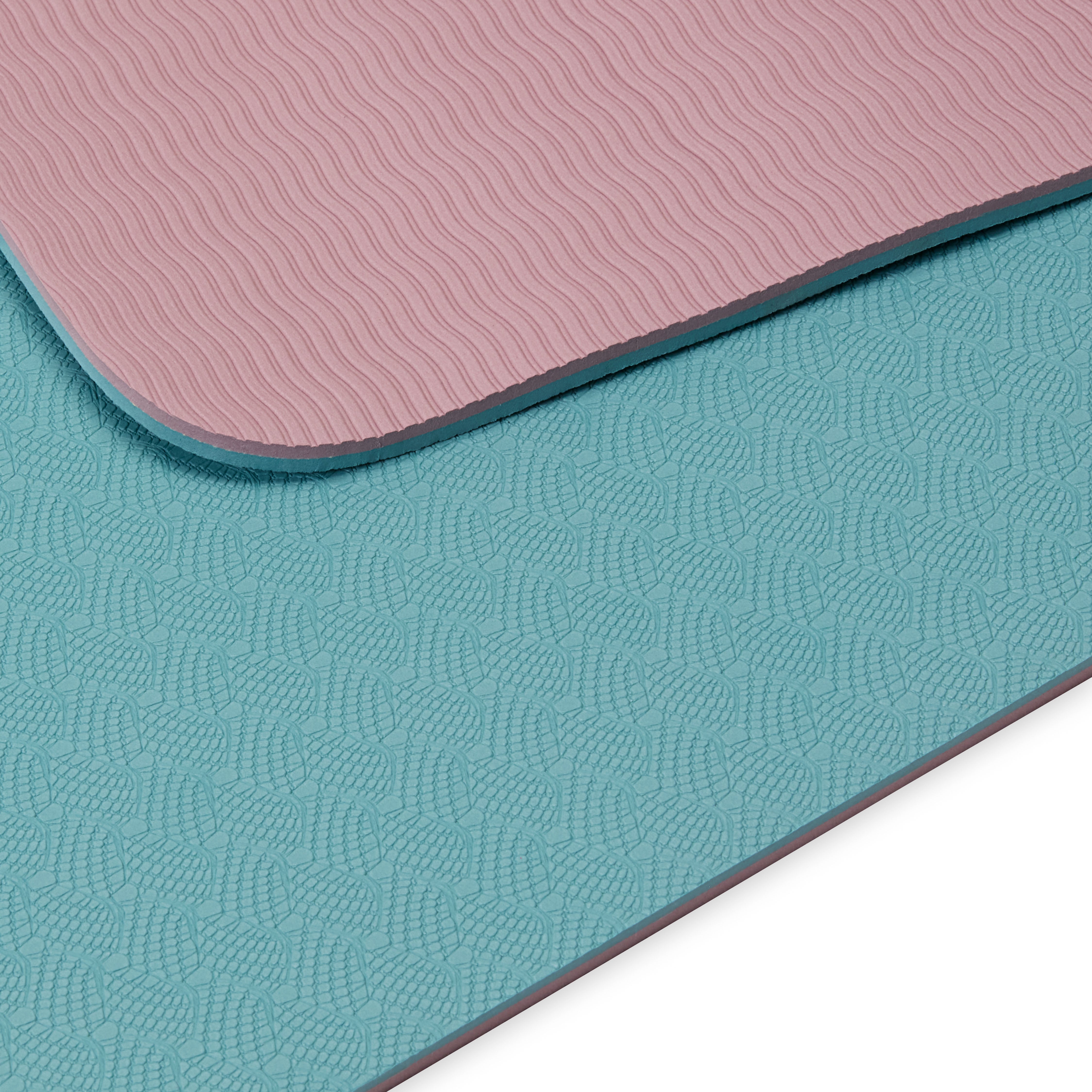 Gaiam Performance Yoga Mat (6mm) Seafoam/Dusty Pink both sides closeup