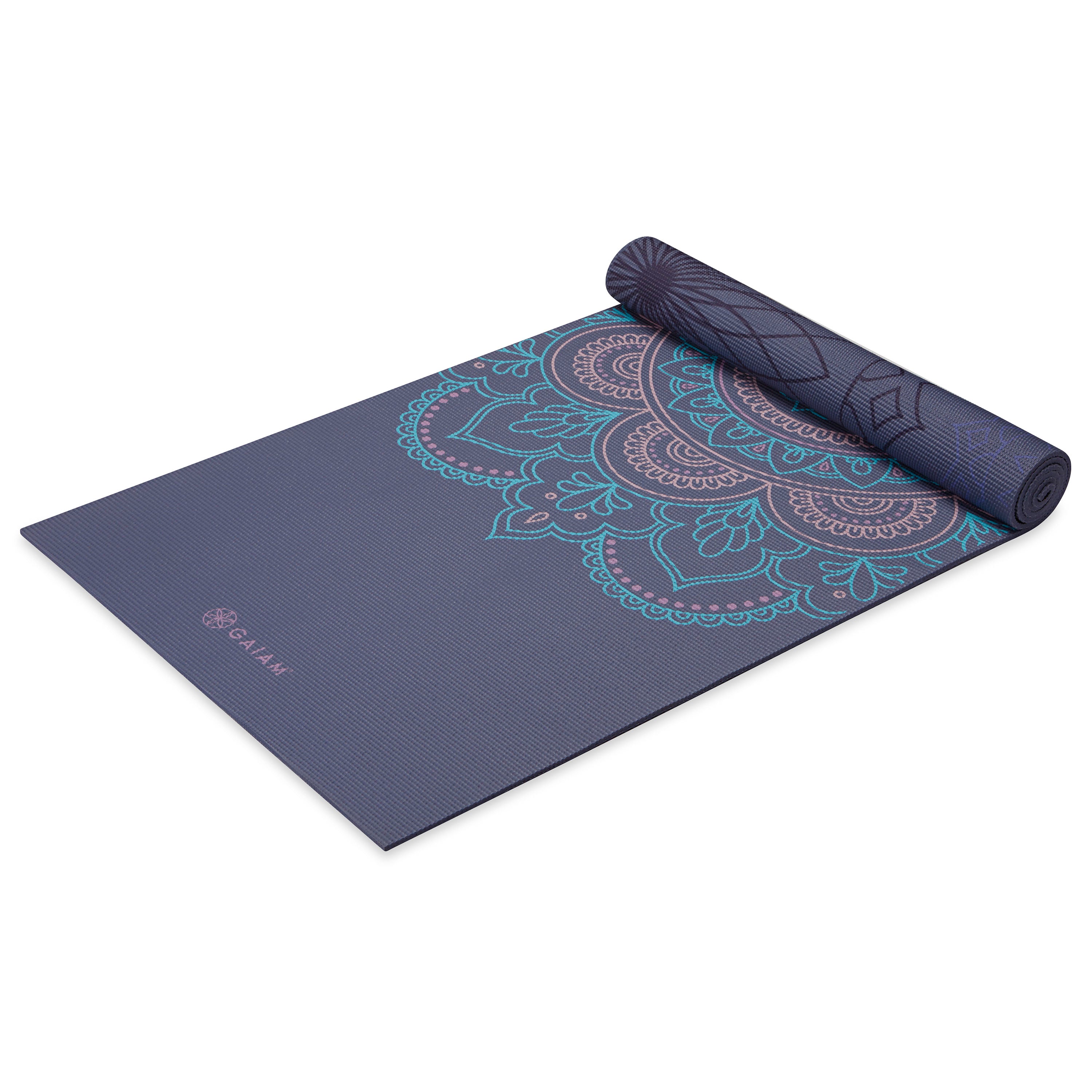 Premium Reversible Purple Illusion Yoga Mat (6mm) half rolled
